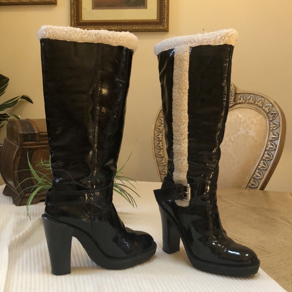 Michael Kors knee Boots black patent faux fur - Picture 10 of 15